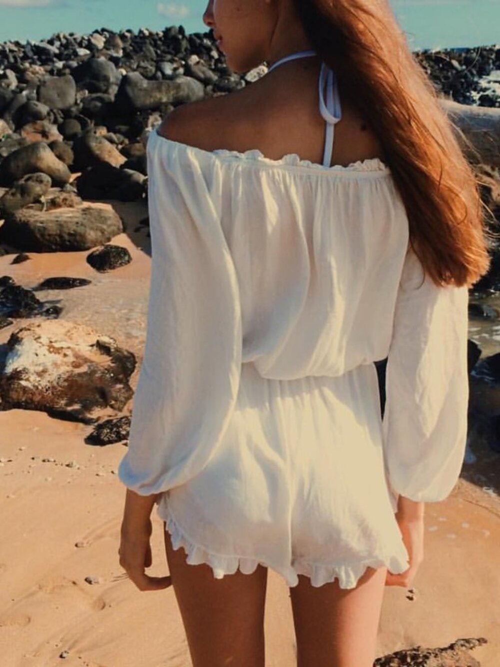 Women’s Off-Shoulder White Romper